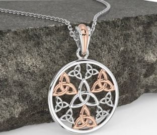 White Rose Gold Celtic Trinity Knot Necklace