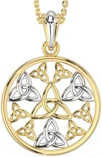 White Yellow Gold Celtic Trinity Knot Necklace