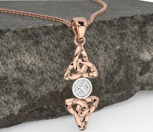 White Rose Gold Celtic Trinity Knot Necklace