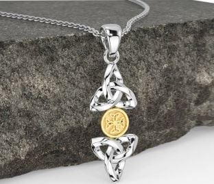 Gold Silber keltisch Dreieinigkeit Knoten Halskette