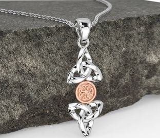White Rose Gold Celtic Trinity Knot Necklace