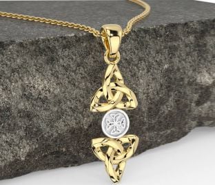 Bianco Giallo Oro celtico Trinità Nodo Collana