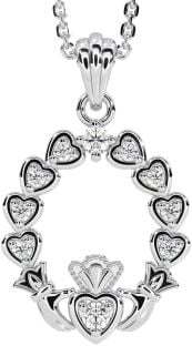 Diamante Prata Claddagh Coração Colar