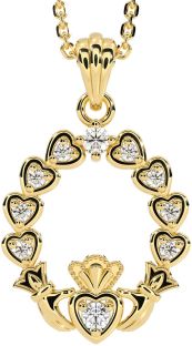 Diamond Gold Claddagh Heart Necklace