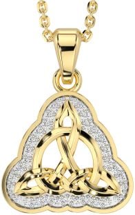 Diamond Gold Silver Celtic Trinity Knot Necklace