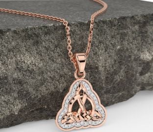 Diamond Rose Gold Celtic Trinity Knot Necklace