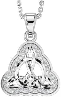 Diamond Silver Celtic Trinity Knot Necklace