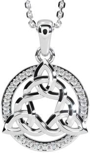 Diamond White Gold Celtic Trinity Knot Necklace