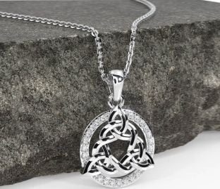 Diamond White Gold Celtic Trinity Knot Necklace