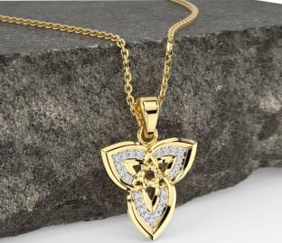 Diamond Gold Silver Celtic Trinity Knot Necklace