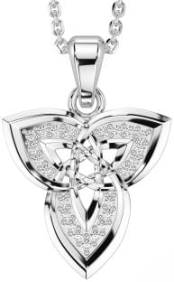 Diamond Silver Celtic Trinity Knot Necklace