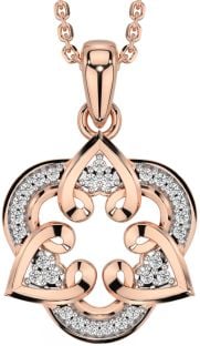 Diamond Rose Gold Silver Celtic Trinity Knot Heart Necklace