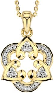 Diamond Gold Silver Celtic Trinity Knot Heart Necklace