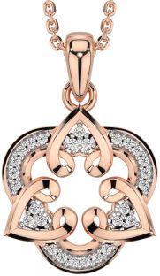 Diamond Rose Gold Celtic Trinity Knot Heart Necklace