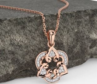 Diamond Rose Gold Celtic Trinity Knot Heart Necklace
