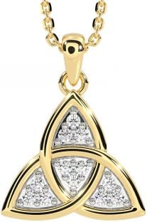 Diamond Gold Silver Celtic Trinity Knot Necklace