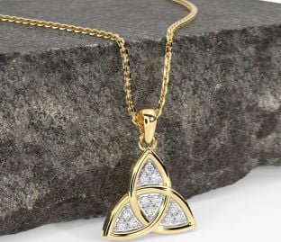 Diamond Gold Silver Celtic Trinity Knot Necklace