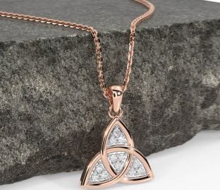 Diamond Rose Gold Celtic Trinity Knot Necklace