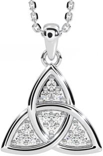 Diamond Silver Celtic Trinity Knot Necklace