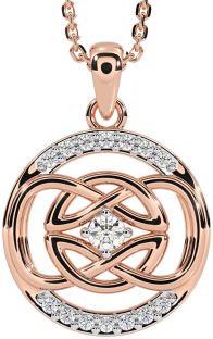 Diamond Rose Gold Silver Celtic Necklace
