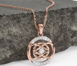 Diamond Rose Gold Silver Celtic Necklace