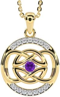 Diamond Amethyst Gold Silver Celtic Necklace