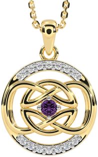 Diamond Alexandrite Gold Silver Celtic Necklace