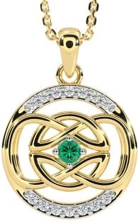 Diamond Emerald Gold Silver Celtic Necklace