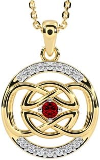 Diamond Garnet Gold Silver Celtic Necklace