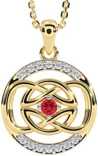 Diamond Ruby Gold Silver Celtic Necklace