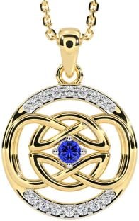 Diamond Sapphire Gold Silver Celtic Necklace