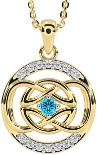 Diamond Topaz Gold Silver Celtic Necklace