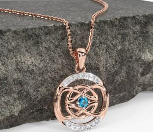 Diamond Topaz Rose Gold Celtic Necklace