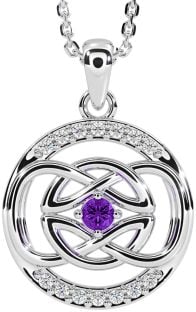 Diamond Amethyst Silver Celtic Necklace