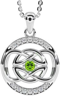 Diamante Peridoto Prata céltico Colar