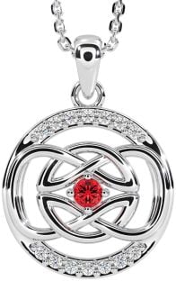 Diamond Ruby Silver Celtic Necklace
