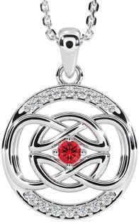 Diamond Ruby White Gold Celtic Necklace