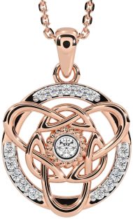 Diamond Rose Gold Silver Celtic Necklace