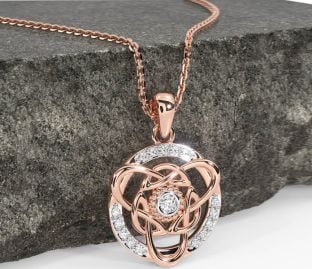 Diamond Rose Gold Silver Celtic Necklace