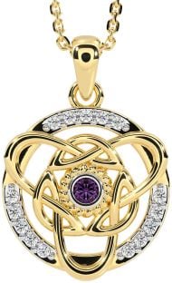 Diamond Alexandrite Gold Silver Celtic Necklace