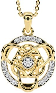 Diamond Gold Silver Celtic Necklace