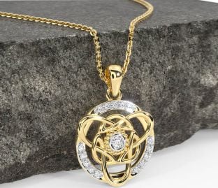 Diamond Gold Silver Celtic Necklace