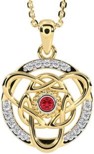 Diamond Ruby Gold Silver Celtic Necklace