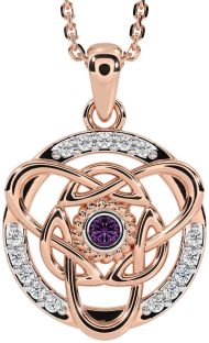 Diamond Alexandrite Rose Gold Celtic Necklace