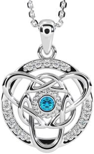 Diamond Topaz Silver Celtic Necklace