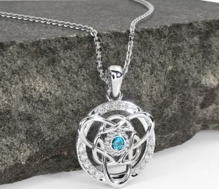 Diamond Topaz Silver Celtic Necklace
