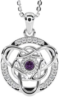 Diamond Alexandrite White Gold Celtic Necklace