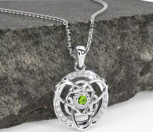 Gyémánt Peridot fehér Arany kelta Nyaklánc