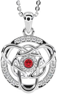 Diamond Ruby White Gold Celtic Necklace