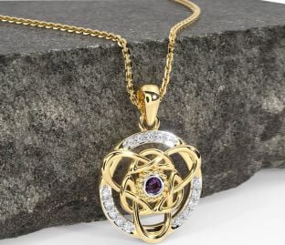 Diamond Alexandrite Gold Celtic Necklace